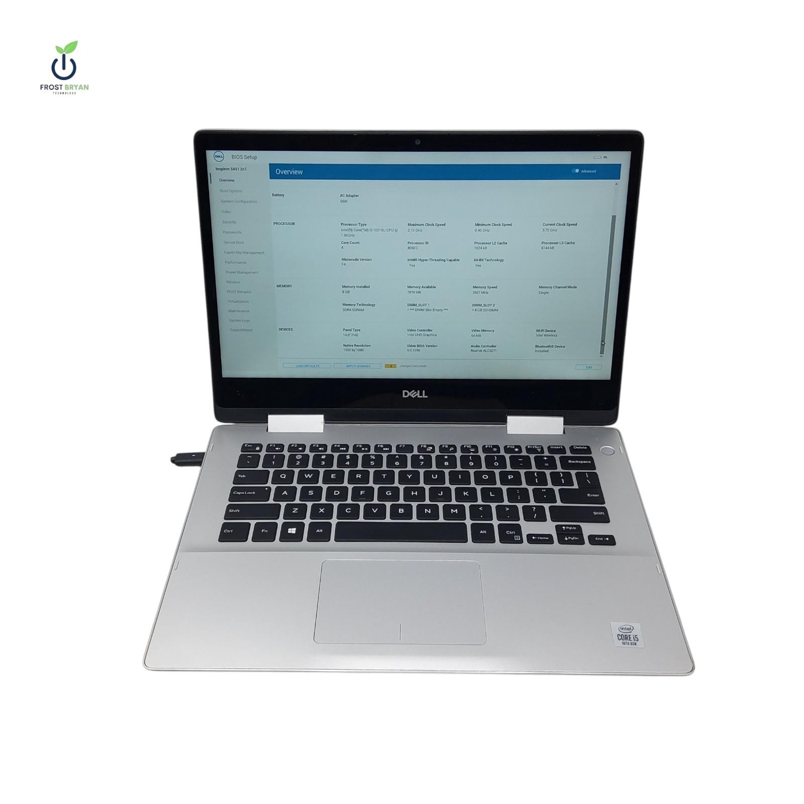 DELL Inspiron 5491 2n1 Laptop i5-10210U@1.60GHz 8 GB 256 GB No OS Grade C [READ]