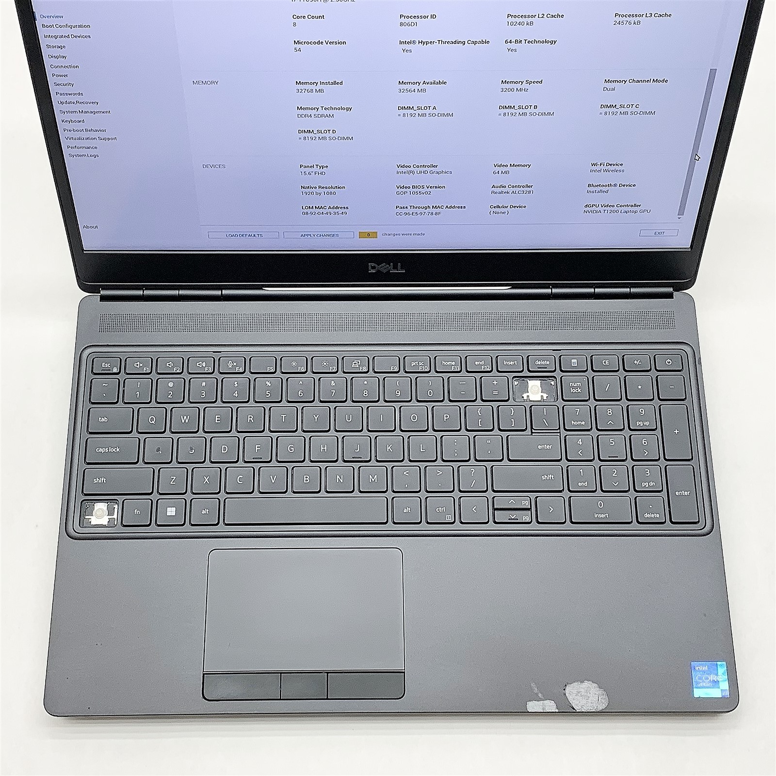 Dell Precision 7560 Laptop Intel i7 11850H 2.50GHZ 15.6″ FHD 32GB NO HDD T1200