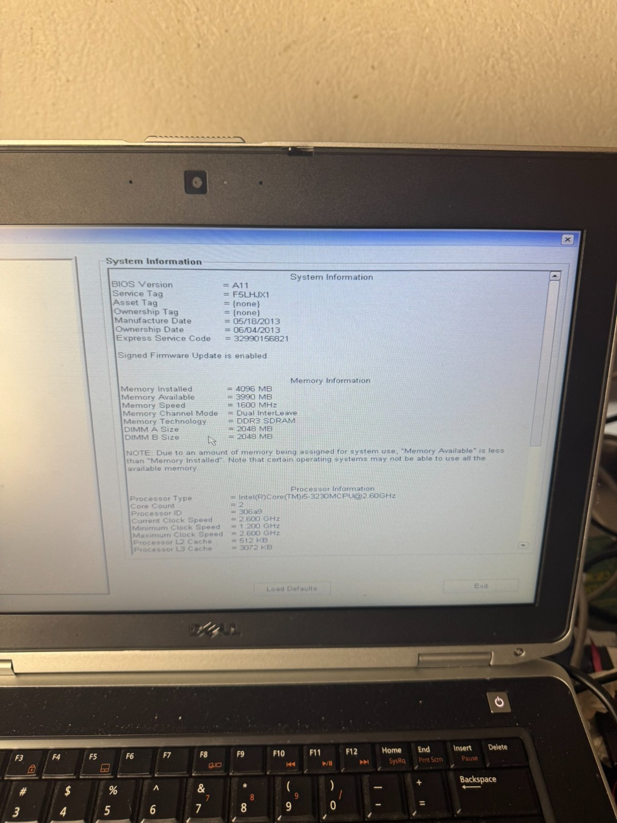 Dell Latitude E6430 14in Intel i5-3230M 4GB RAM No Drive Parts/Repair #5073