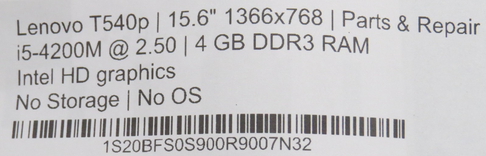 Lenovo T540p | i5-4200M @ 2.5GHz | 4GB DDR3 | 15.6″ | No HD/OS/AC | Parts
