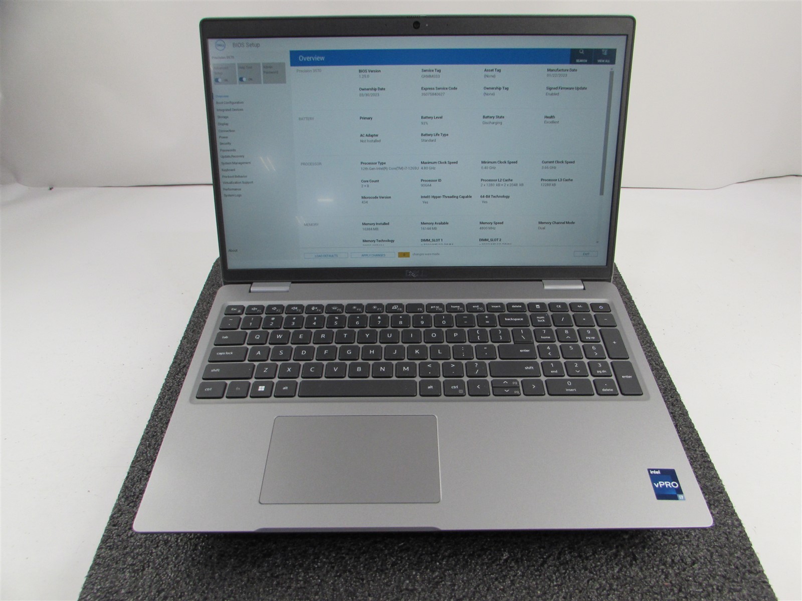 DELL PRECISION 3570 1920X1080 FHD CORE I7-1265U 512GB SSD 16GB RAM T550 NO O.S