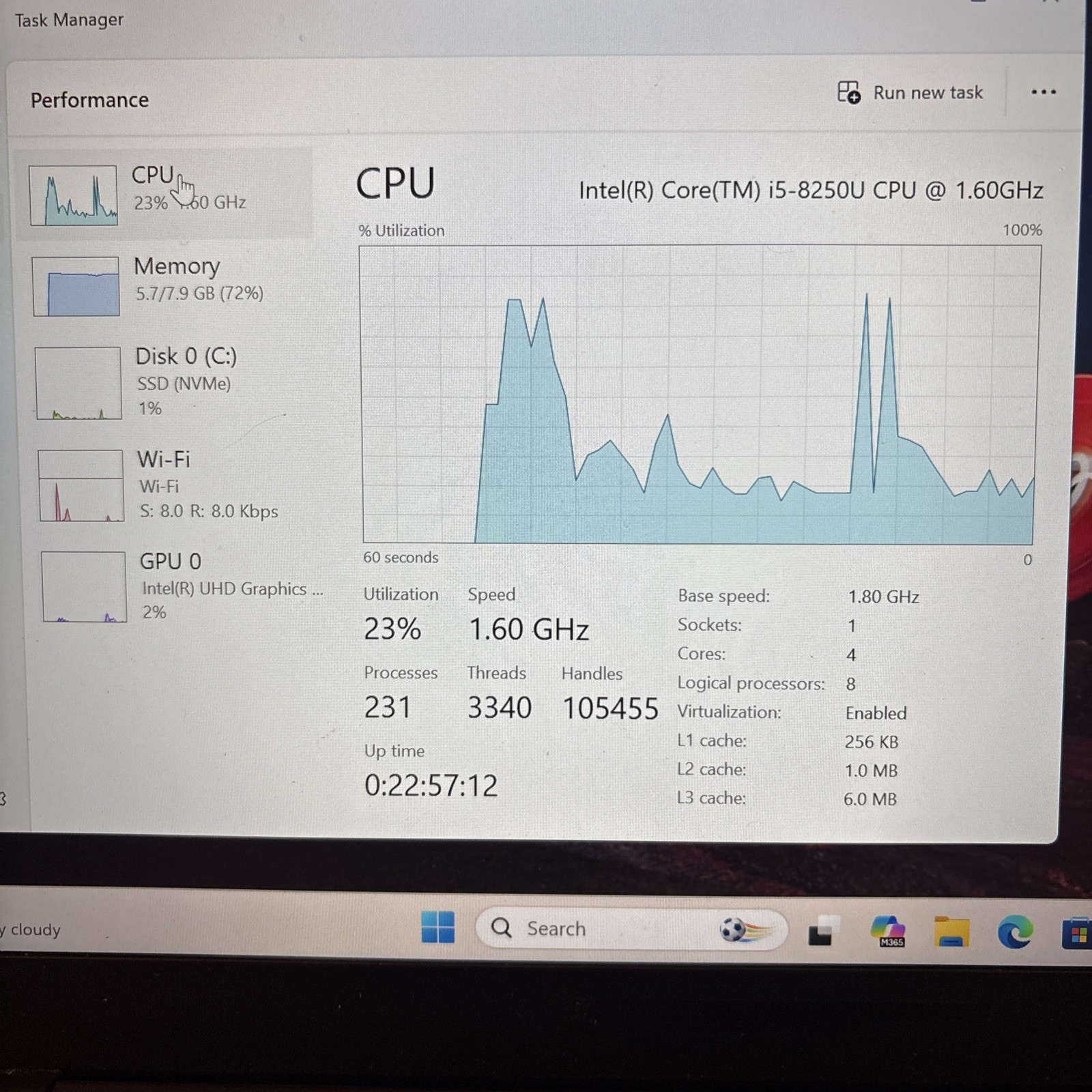 Lenovo ThinkPad x1 Carbon Gen 6 i5 8250U @ 1.6 GHz 256 GB 8 GB Windows 11 Pro