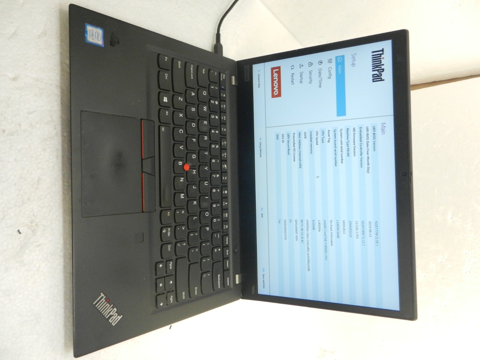 Lenovo ThinkPad T490s 14″ Core i7-8565U @ 1.8GHz 8GB RAM NO HDD/SSD **NO BATTERY