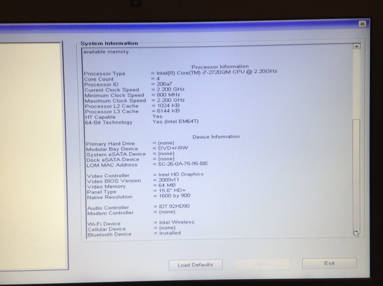 Dell Latitude E6520 Laptop i7-2720QM 2.2GHz 8GB 15.6″ NO HD, For Parts FREE SHIP