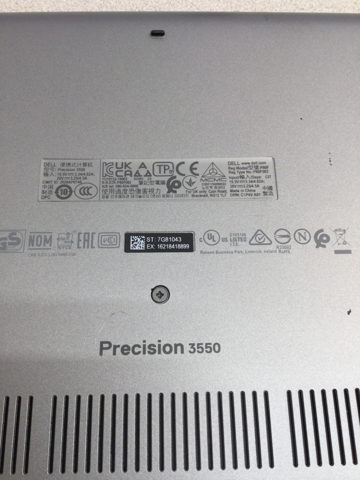 Dell Precision 3550 15.6” 256GB SSD Core i5 10th Gen1.70GHz 12GB RAM WIN 11 PRO