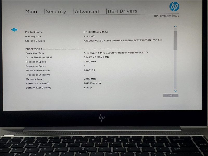 HP EliteBook 745 G6 Laptop Ryzen 5 Pro 3500U 2.1GHz 8GB 256GB SSD Win 10 Pro COA