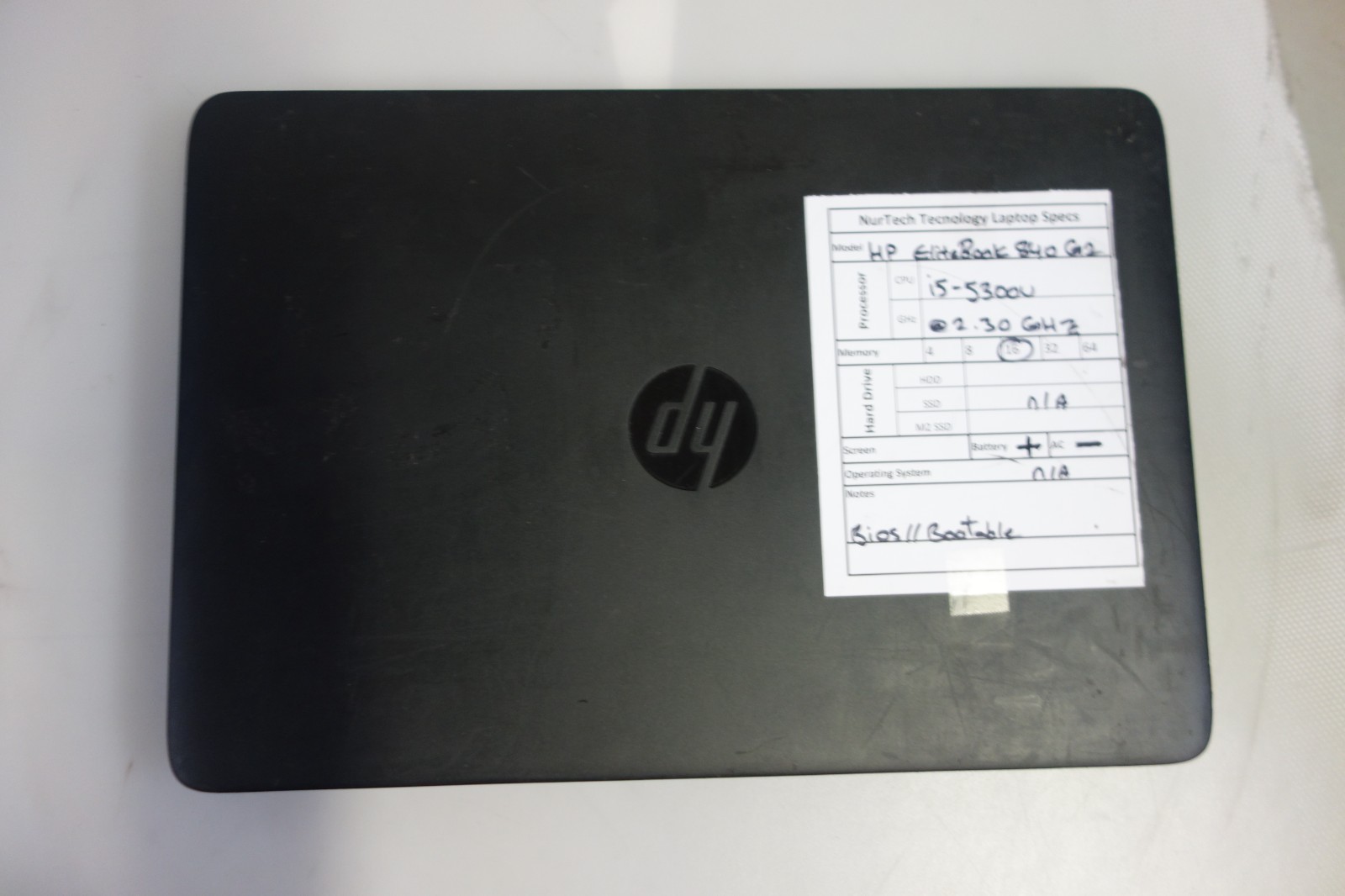 HP EliteBook 840 G2 i5-5300U 2.30GHZ 16GB Laptop NO OS/HDD/OS/AC (BIOS)