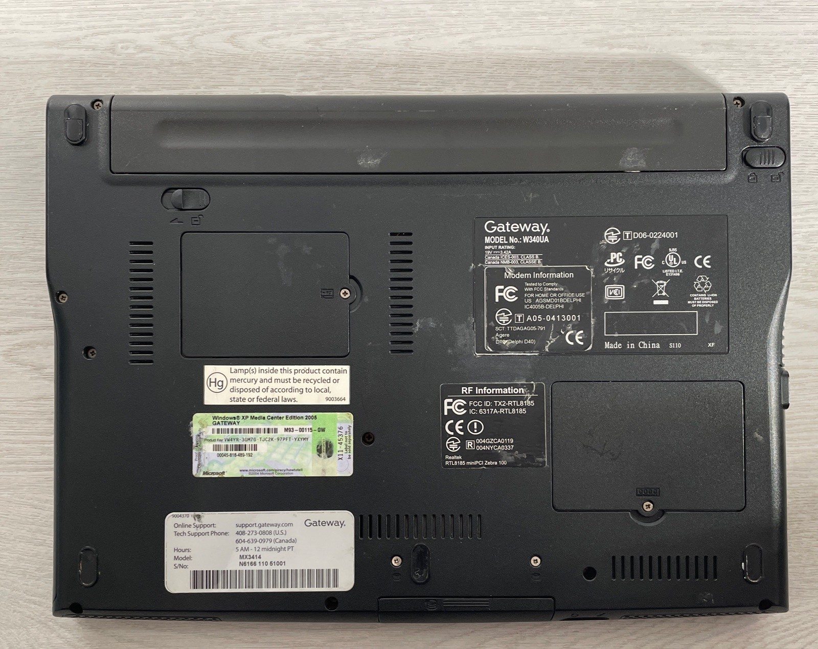 Gateway W340UA AMD Turion 64 X2 TL-50 1600MHz – Needs RAM