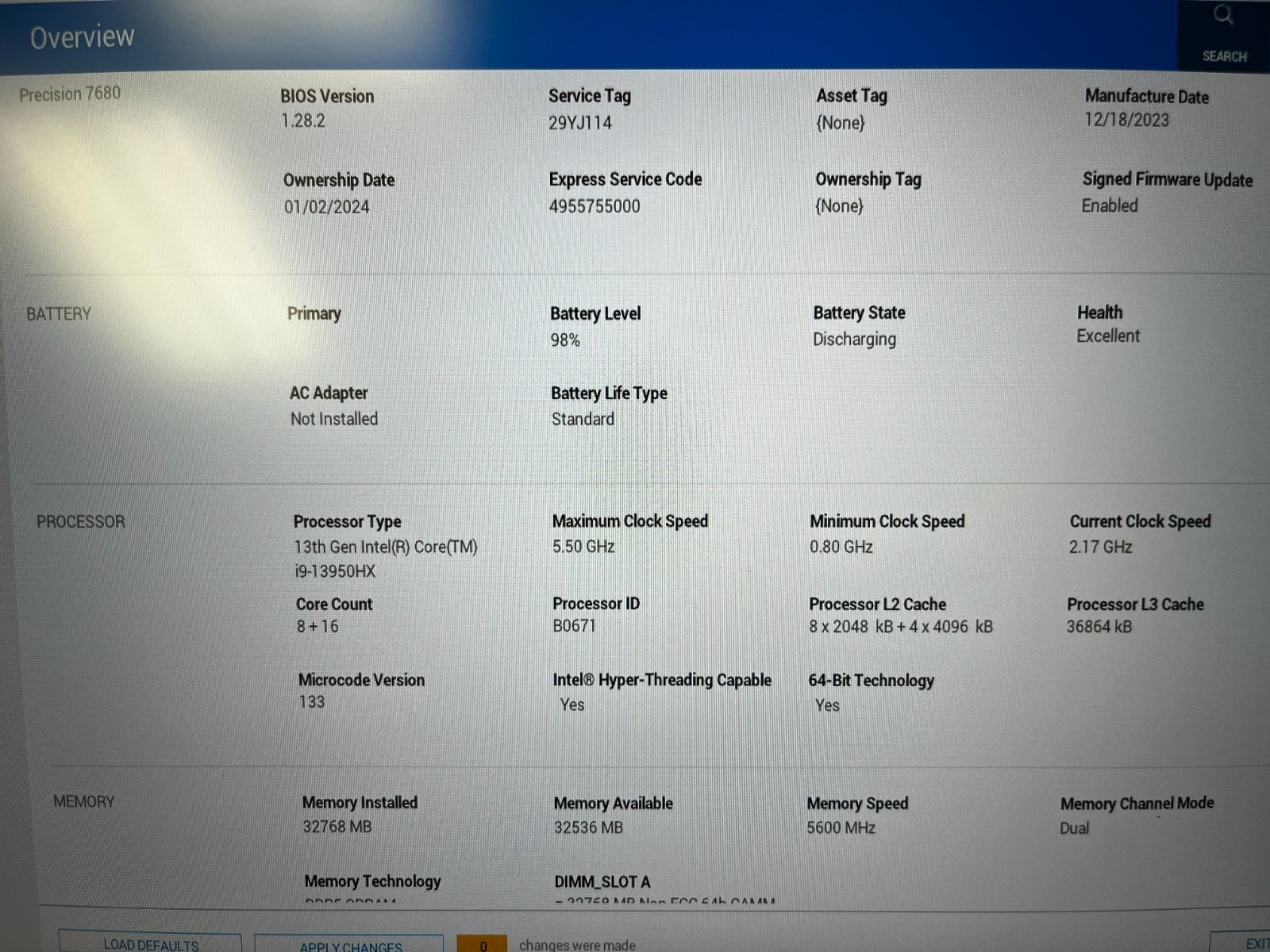 DELL Precision Mobile Workstation 7680 – RTX 5000 Ada | i9-13950HX. 32GB RAM