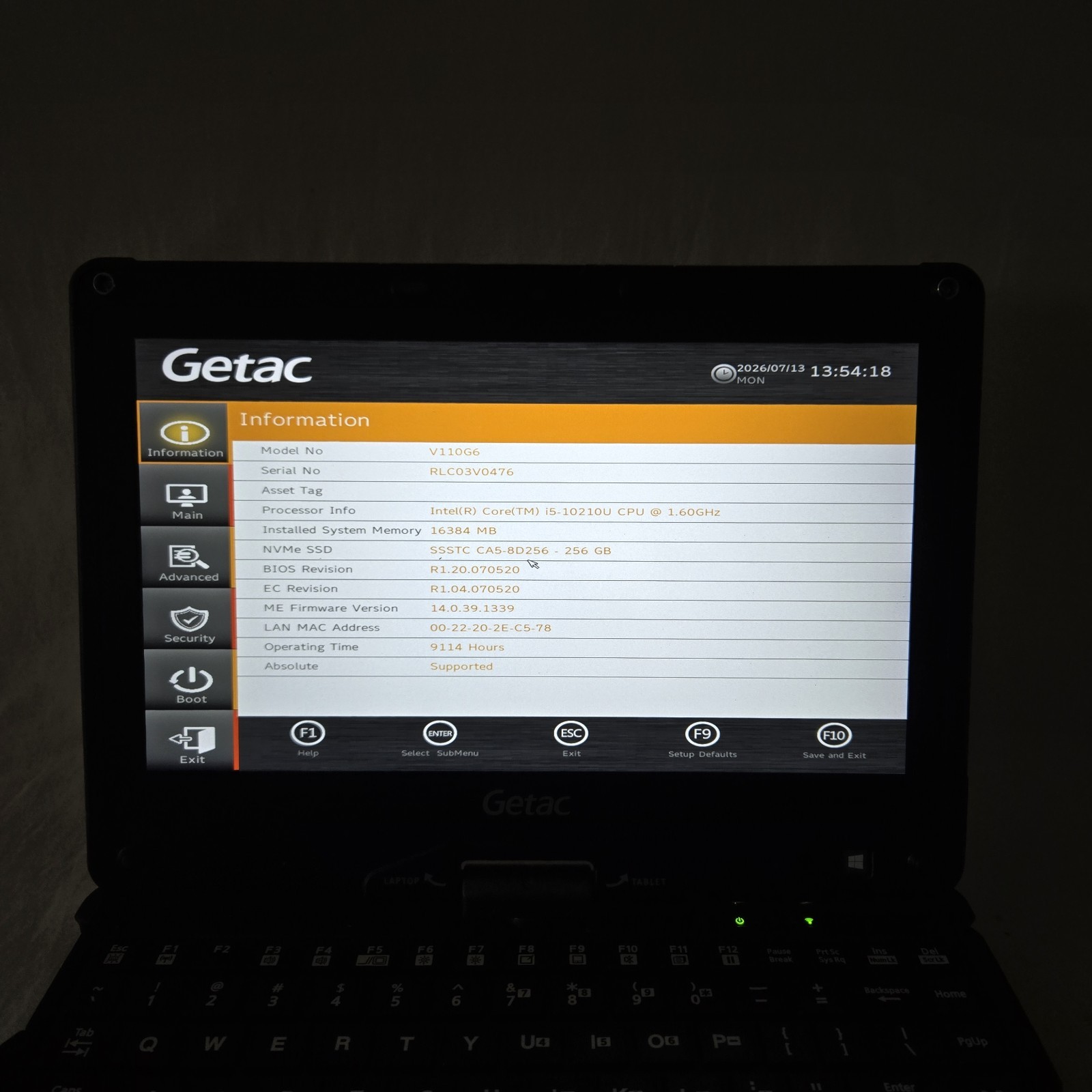 Getac V110 G6 Rugged Toughbook i5-10210U 1.60GHz 256GB SSD 16GB – Win11 Grade B