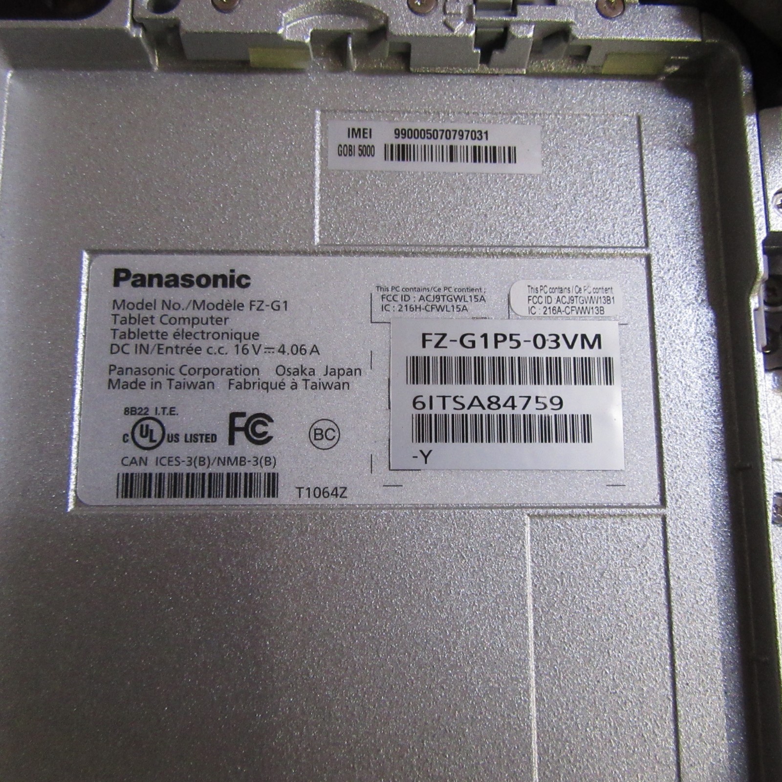 Panasonic Toughpad FZ-G1 | FZ-G1P5-03VM i5-6300u, 8GB 256GB SSD, GPS, T12-C8