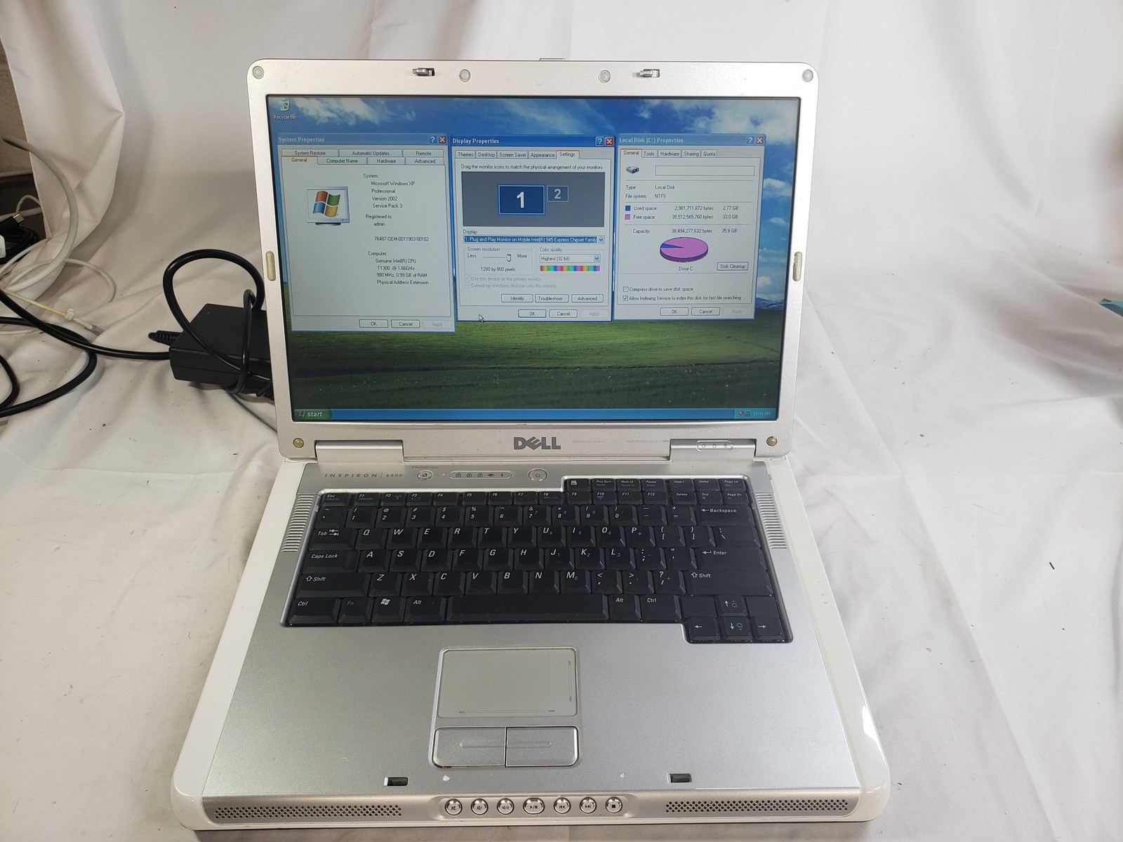 Dell Inspiron 6400 Win XP Intel T1300 @ 1.66GHz 1GB 36GB HDD 15.4″
