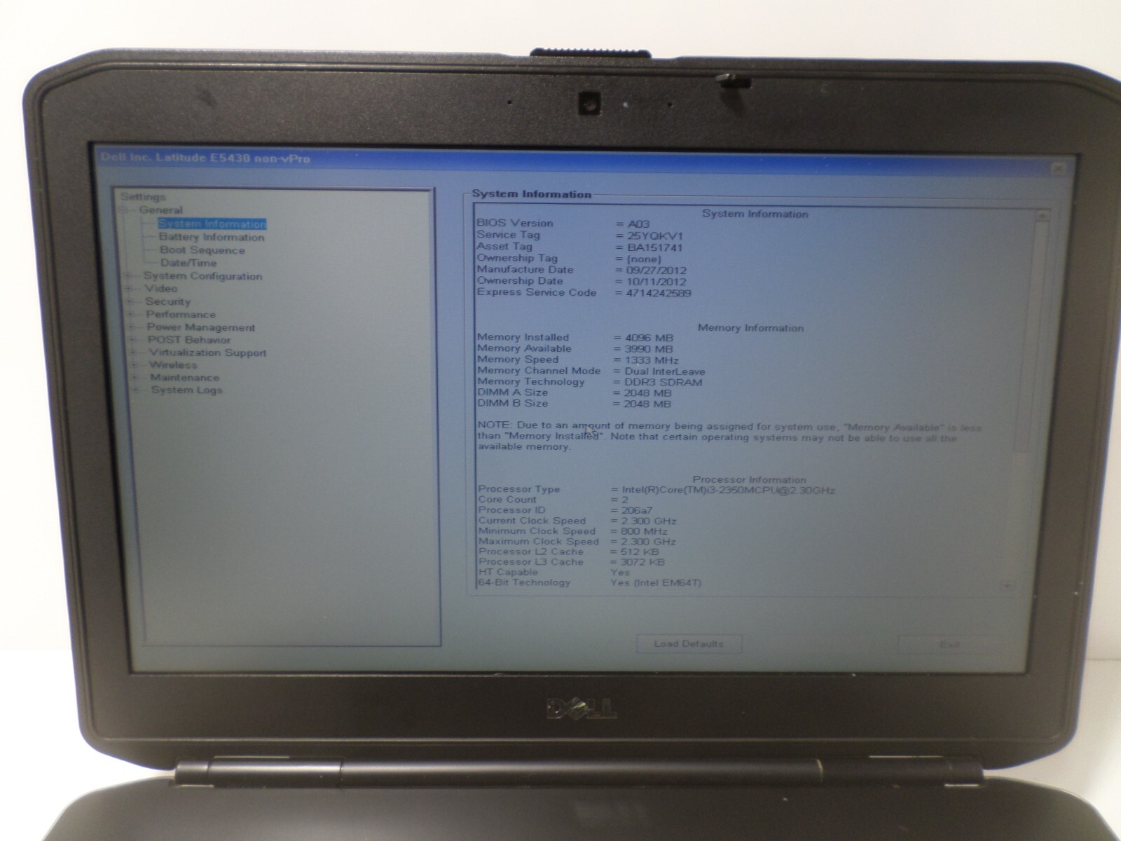 Dell Latitude E5430 14″ Intel i3-2350M@2.30Ghz, 4GB Ram, 320GB, Win 10 Pro
