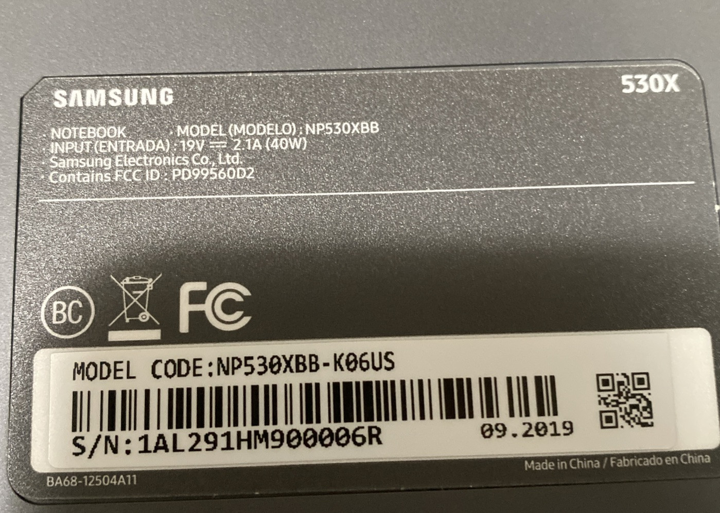 Samsung NP530XBB-K06US i5-7200U 8/256/2.5GHZ Intel HD 620 13.3-inch BAD BATTERY