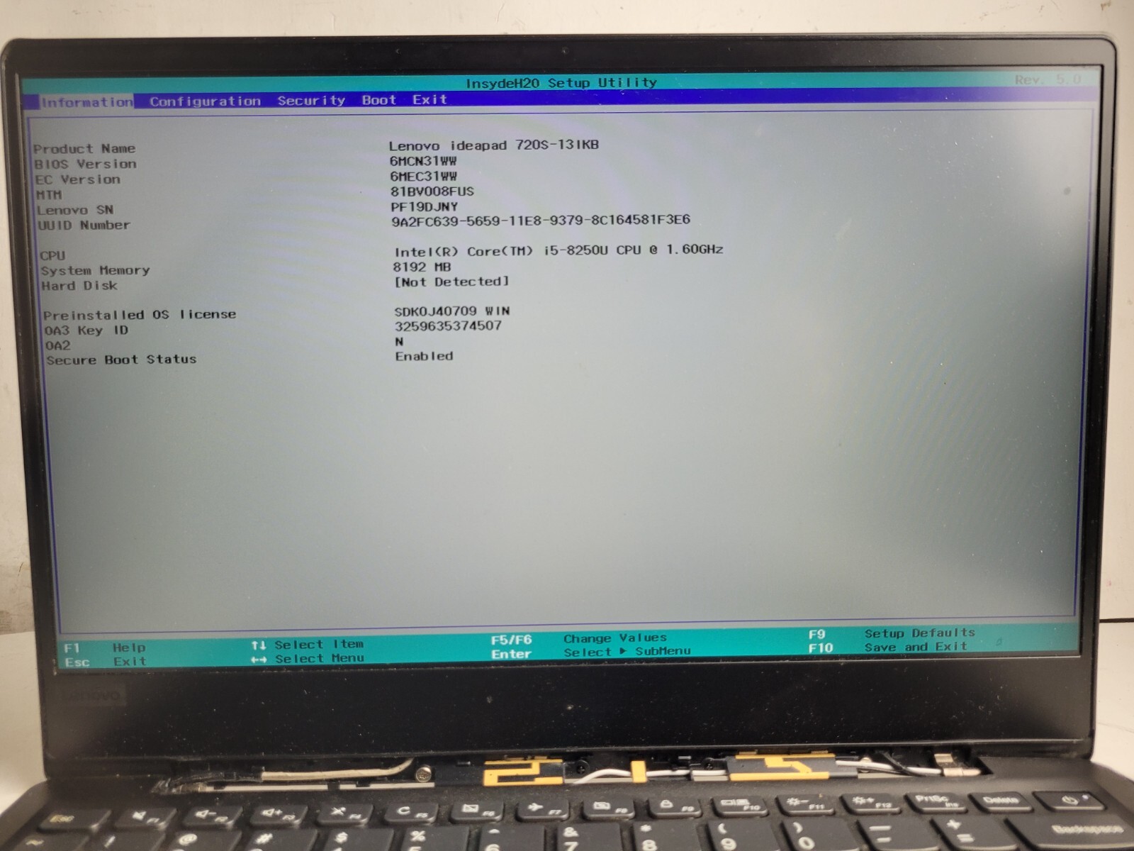 Lenovo IdeaPad 720S-13IKB w/i5-8250U, 8GB RAM, 15.6″ Laptop for Parts #2399