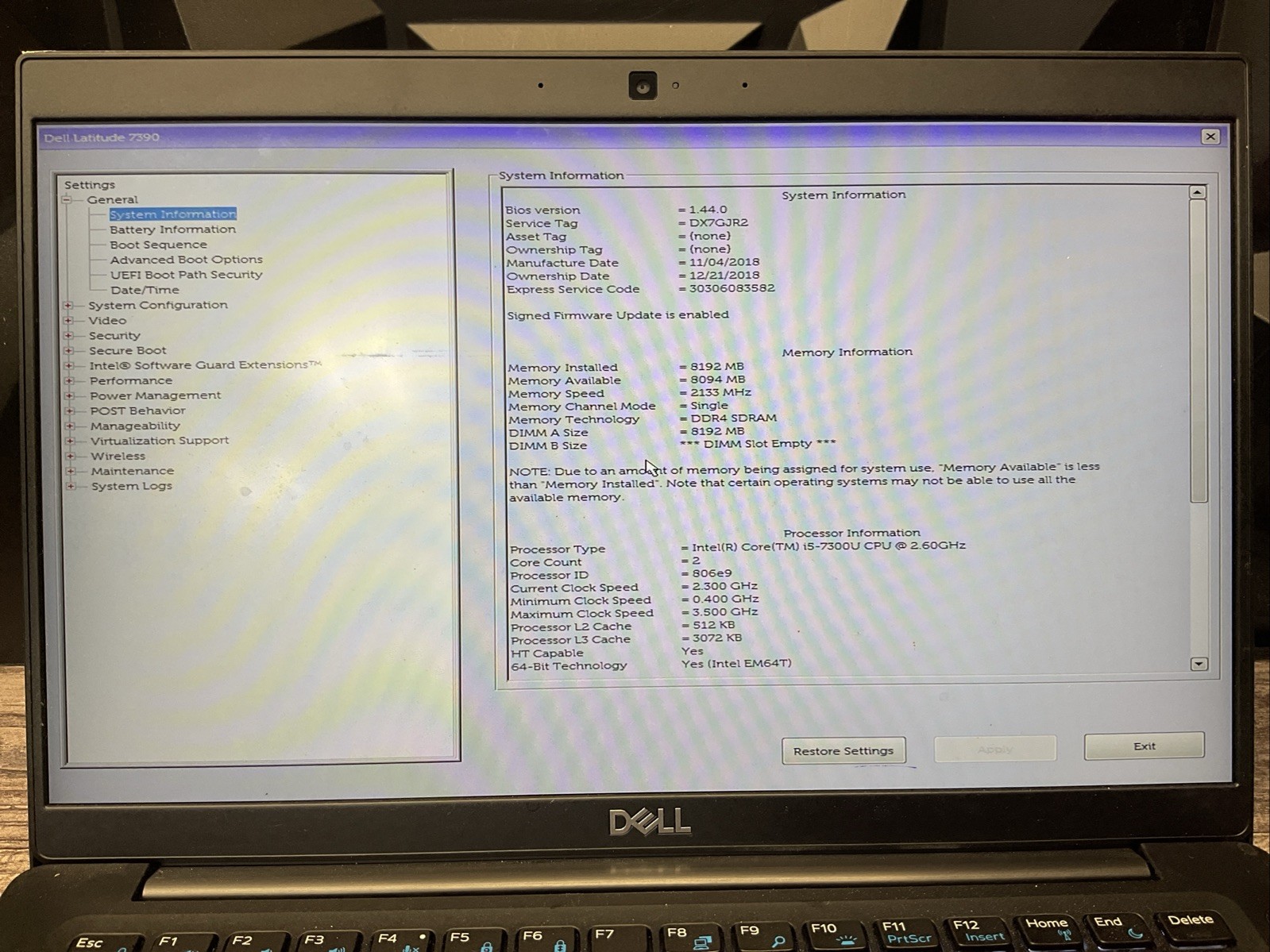 Dell Latitude 7390 / Intel Core i5 7th Gen / BIOS Unlocked / Parts Repair / J3