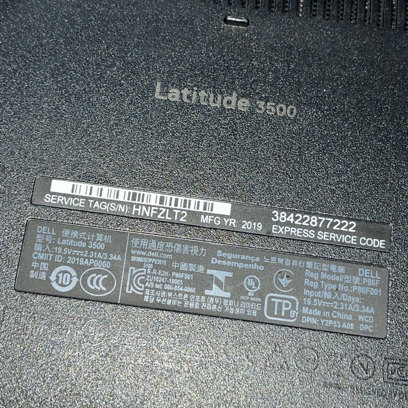 DELL LATITUDE 3500 INTEL CORE I5-8265U 8GB RAM NO HD
