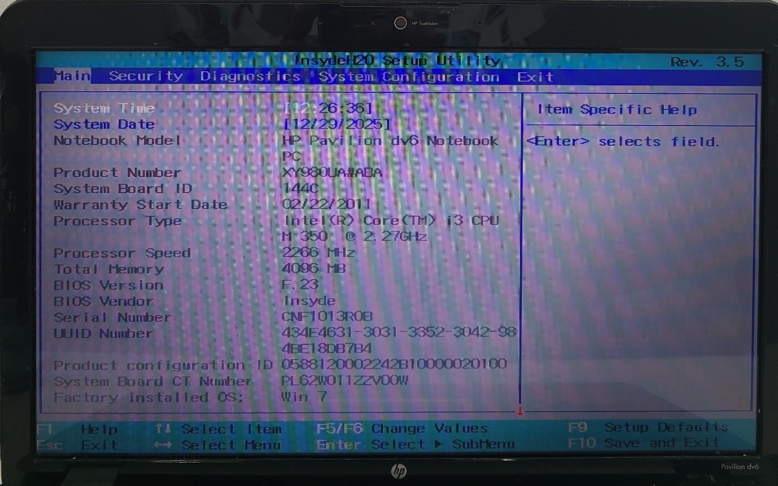 HP Pavilion DV6-3225DX 15.6″ Laptop Intel Core i3-350M 4GB Ram NO HD/OS (FL)
