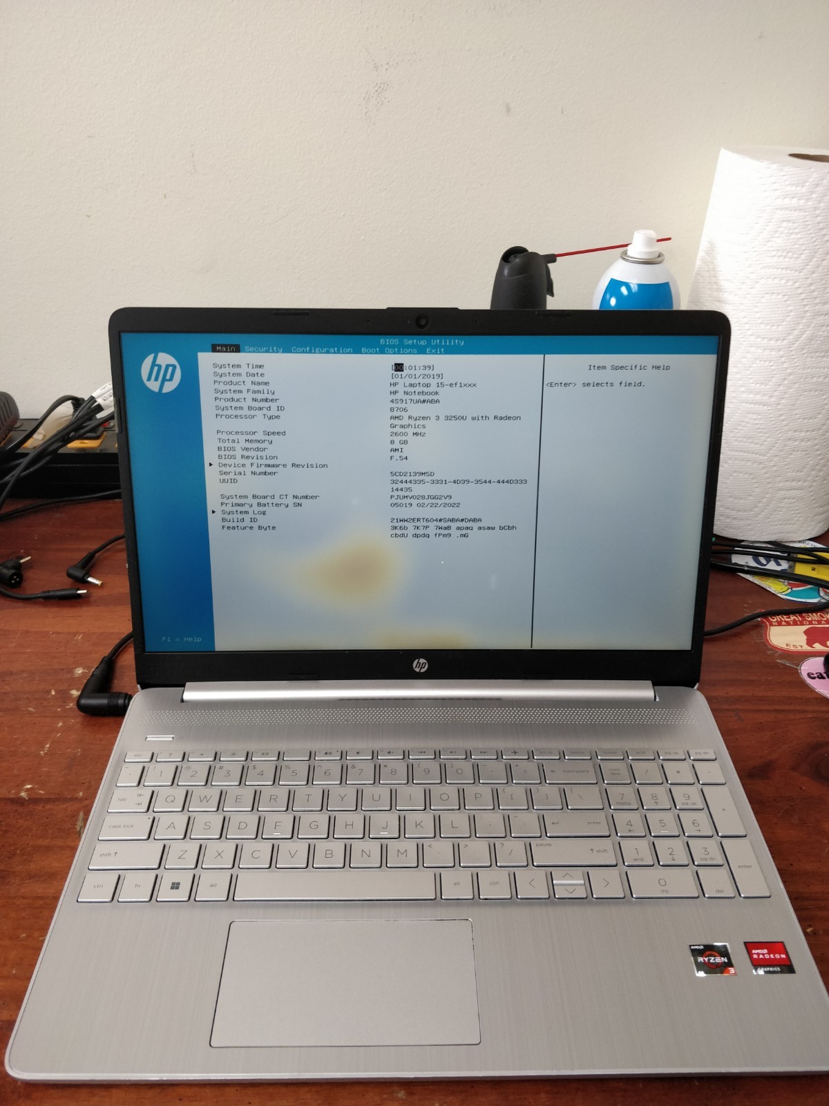HP 15-EF1082NR AMD Ryzen 3 3250U@2.60GHz 8GB RAM NO DRIVE PARTS 8811