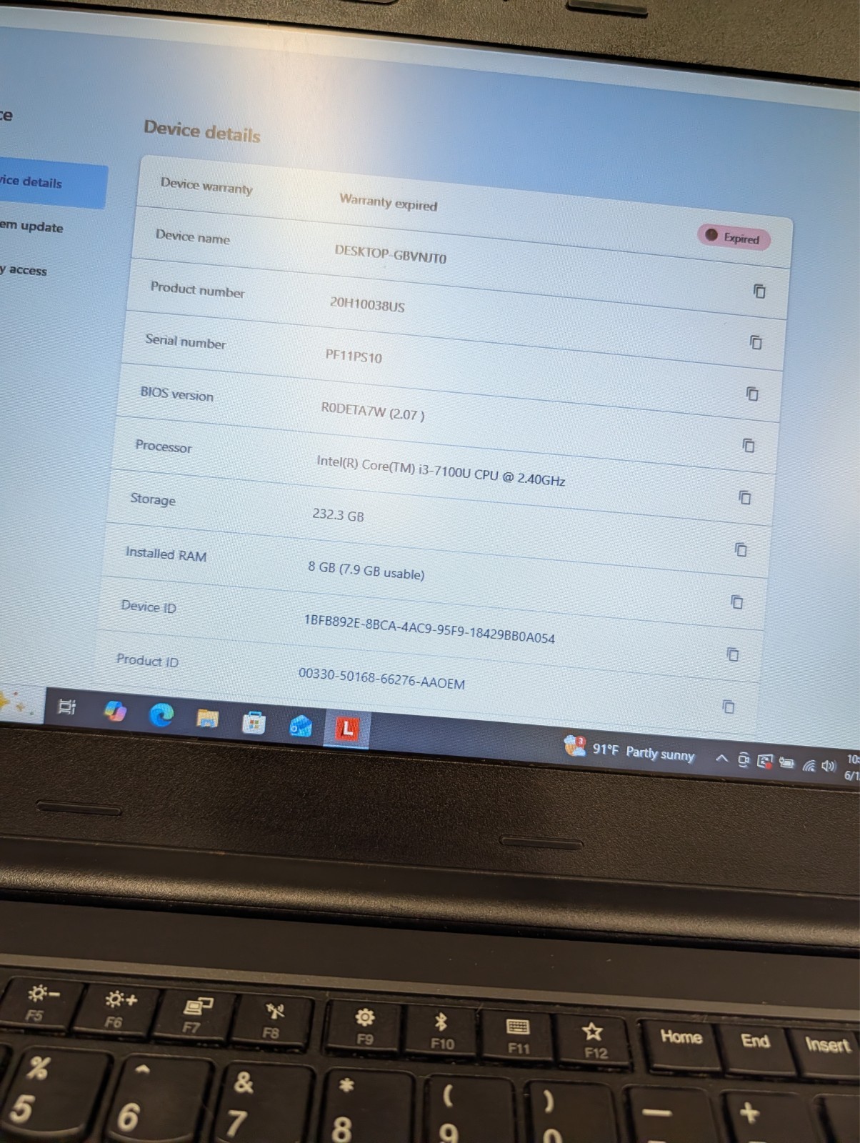 Lenovo ThinkPad E470, i3-7100U, 8GB RAM, 250GB SSD, Windows 10 Pro, 20H10069US