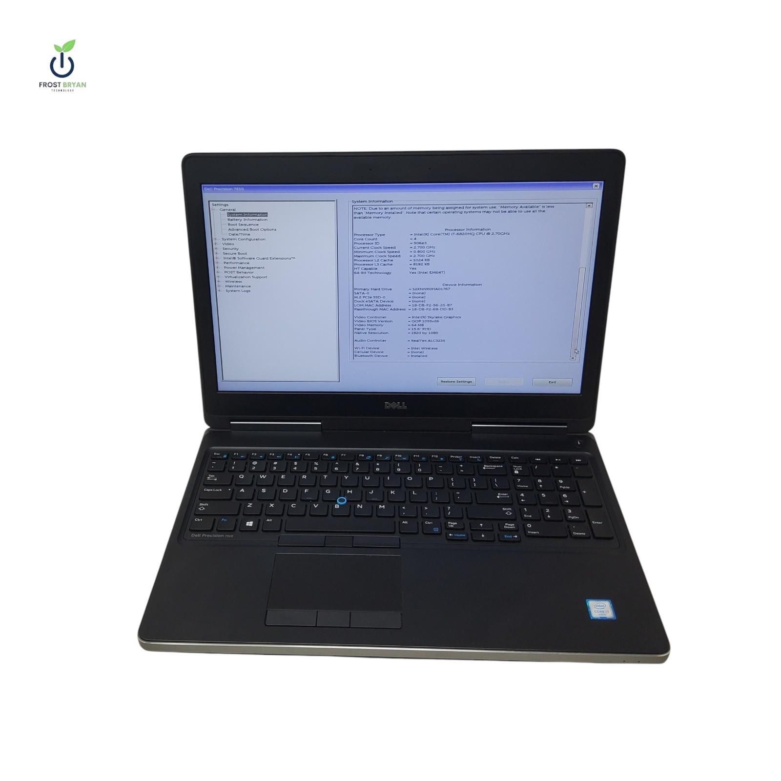 DELL PRECISION 7510 Laptop i7-6820HQ@2.70GHz 16GB 256GB No OS Grade C [READ]