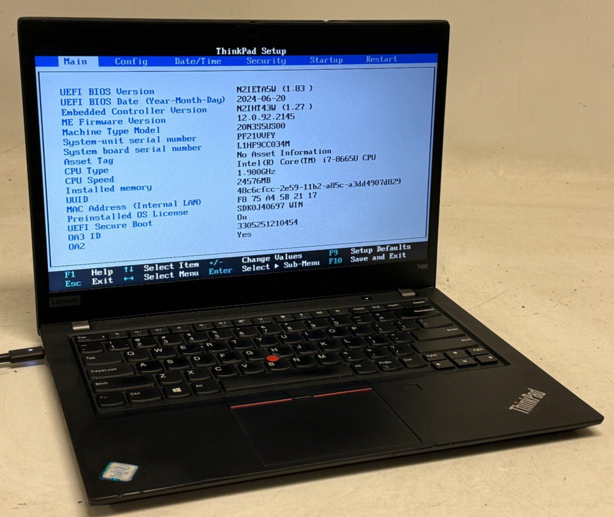 Lenovo ThinkPad T490 14″ (i7-8665u 1.80GHz – 24GB RAM – 512GB SSD – Win11Home)