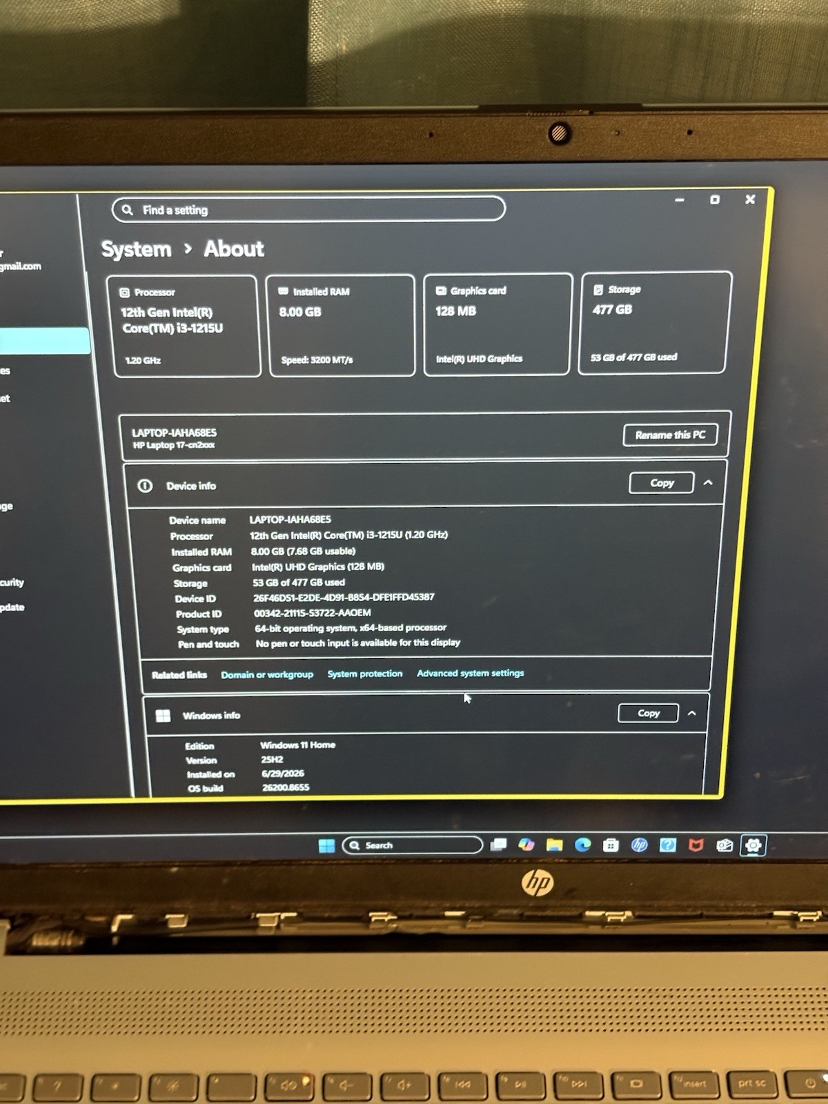 HP 17-cn2283st 17.3” Laptop Intel Core i3-1215u 1.2 GHz 8g RAM 512g SSD