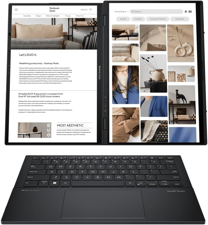 NEW ASUS Zenbook Duo Dual AI Powered 2-in-1 14″ OLED TOUCH Ultra 9-185H 32GB 2TB