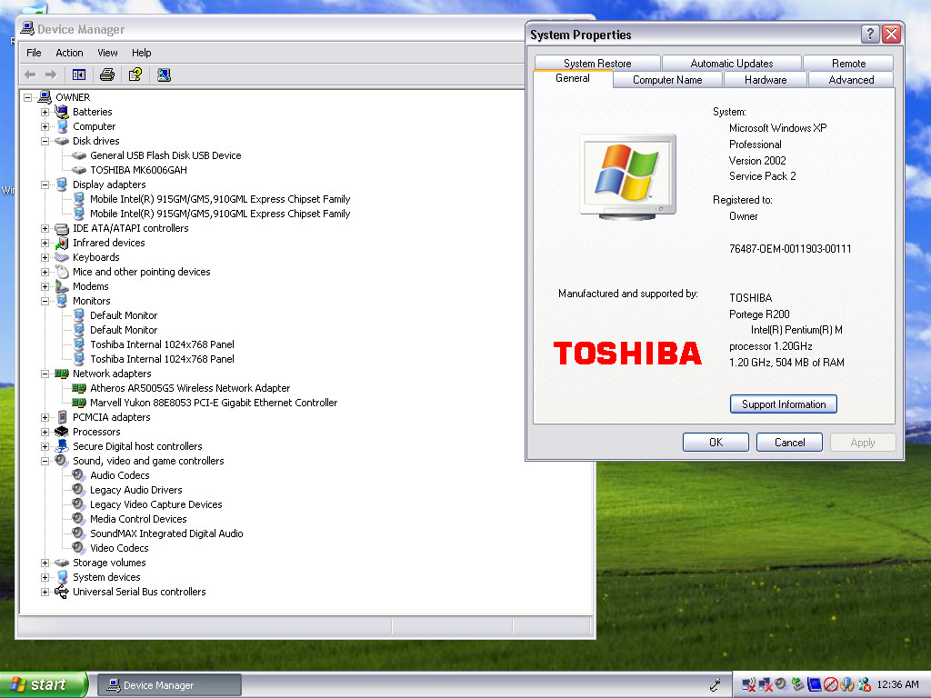 TOSHIBA Portege R205-S2062 Laptop Pentium M 1.20GHz, 512MB, 60GB HDD