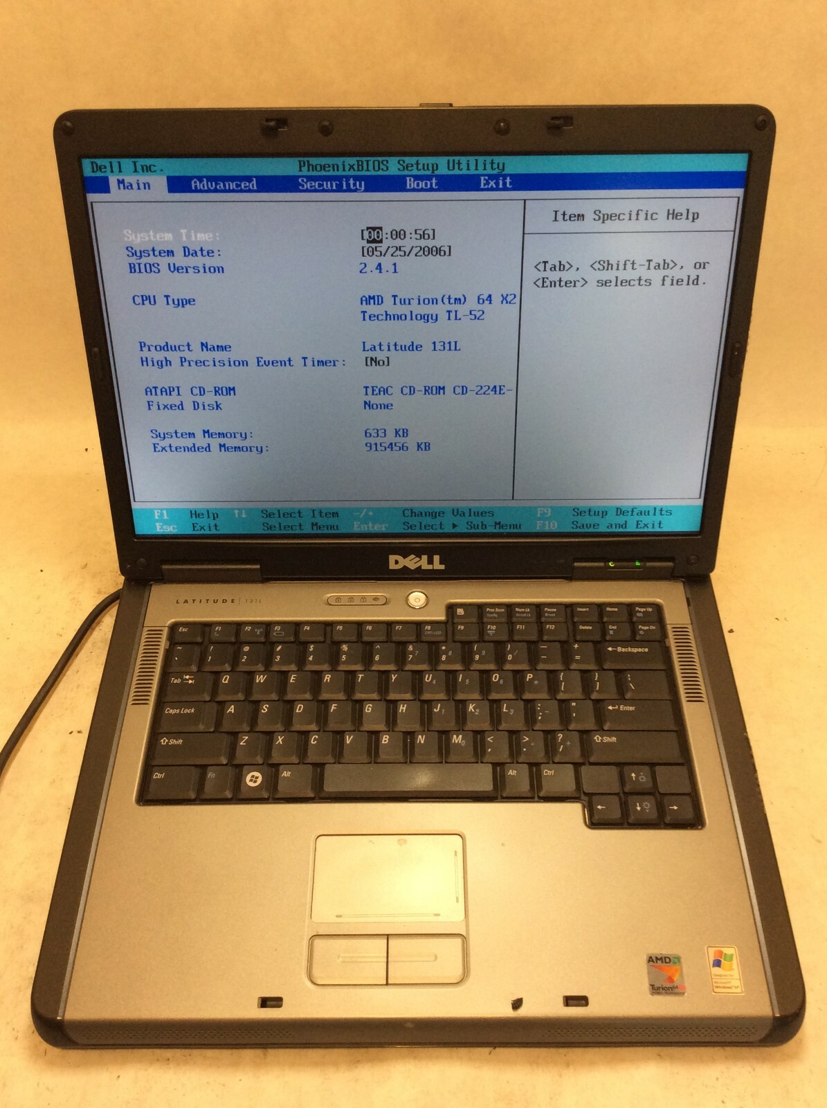 Dell Latitude 131L Laptop 15″ AMD Turion 64 X2 READ DESCRIPTION -PP