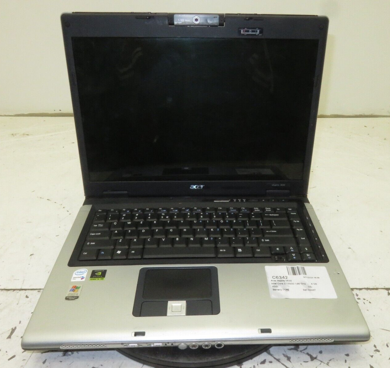 Acer Aspire 5630 Laptop Intel Core 2 Duo T5500 4GB Ram No HDD or Battery