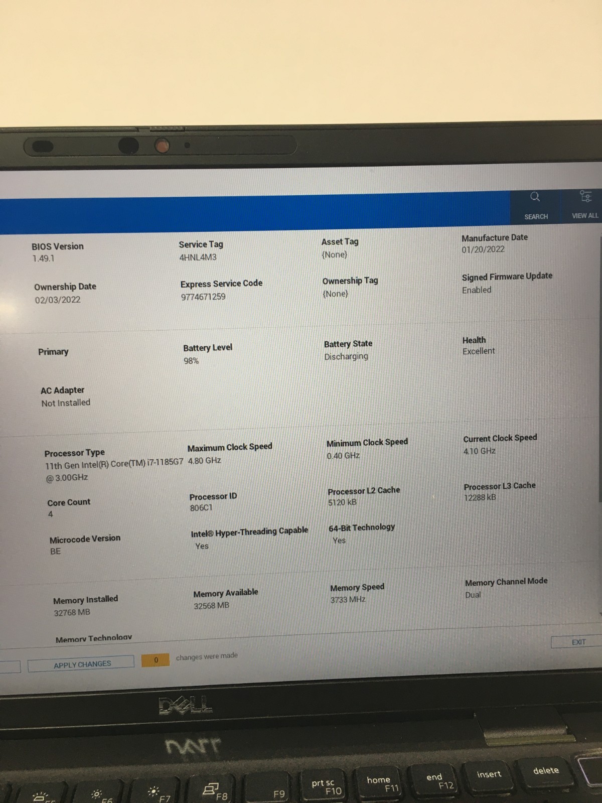 Dell Latitude 7420 14″ Laptop i7 1185G7 32GB 256GB NVMe Win11P