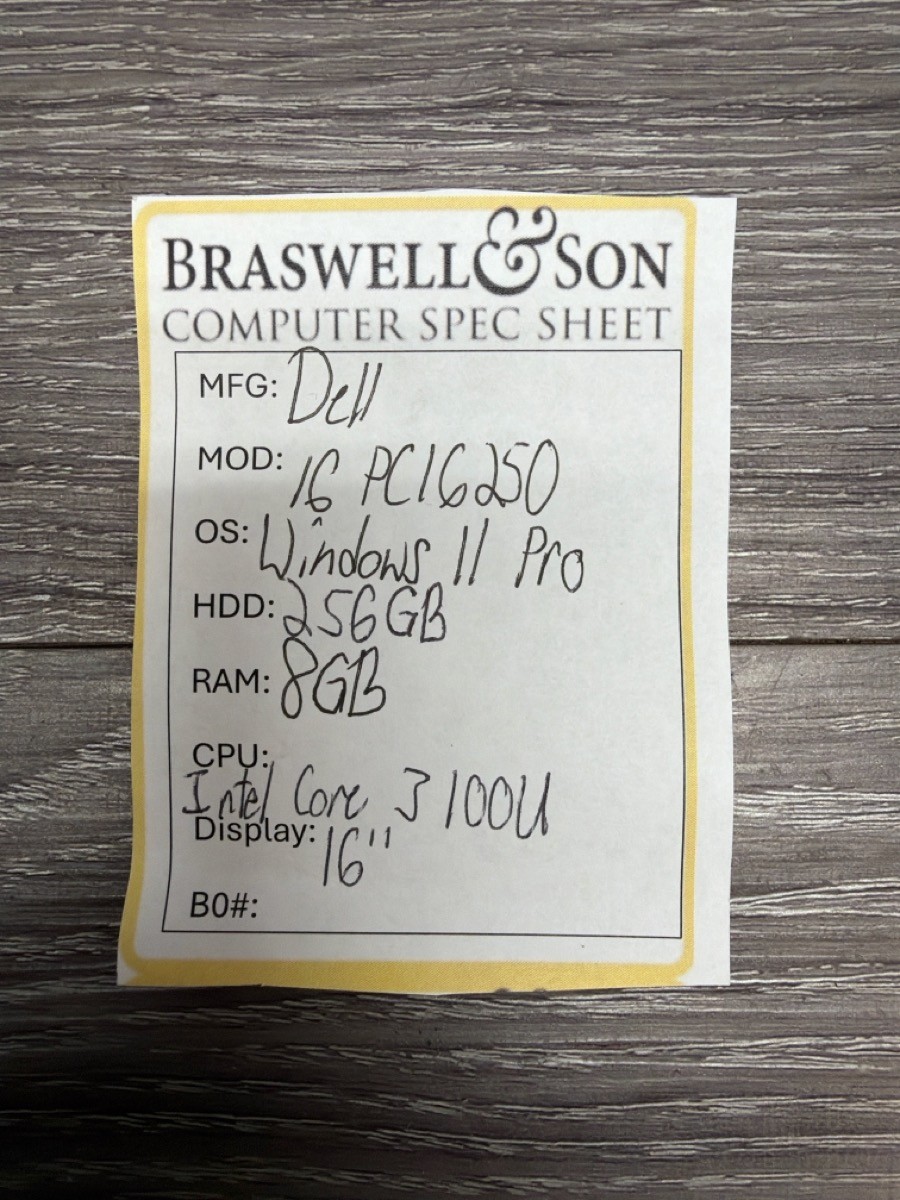 DELL COMPUTER PRO 16 PC16250 (B06013082)