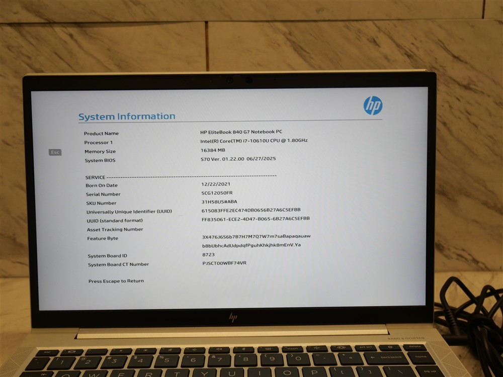 HP ELITEBOOK 840 G7 14″ Laptop i7-10610 16GB DDR4 1920 X 1080 w/ AC Adapter!