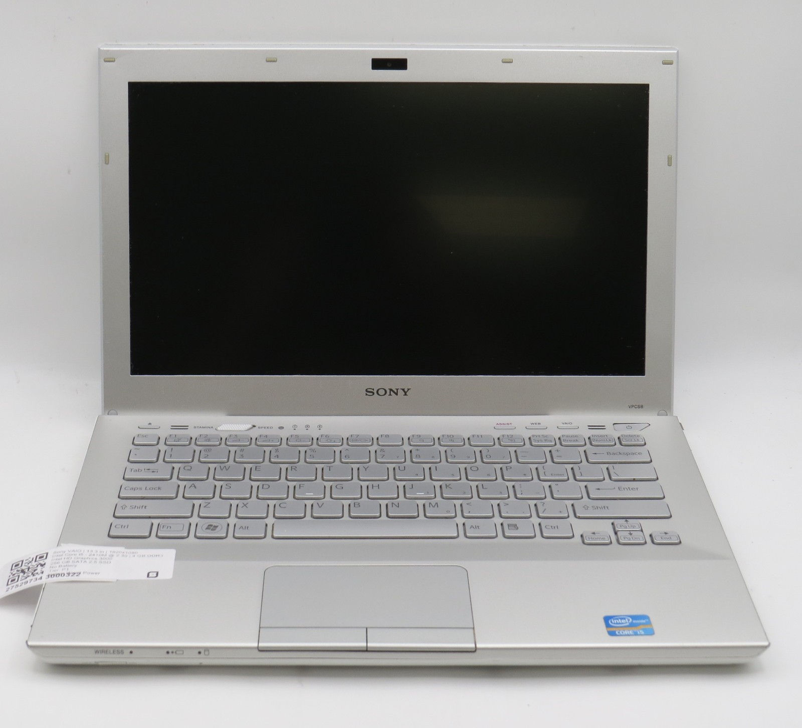 Sony Vaio i5-2410m @ 2.3GHz 4GB DDR3 256GB SSD 13.3″ No OS/AC/Battery