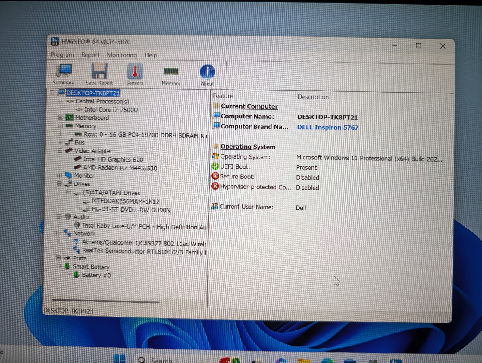 17″ DELL INSPIRON 5767 | i7-7500U 16GB RAM 256GB SSD | FHD AMD Radeon R7 Backlit