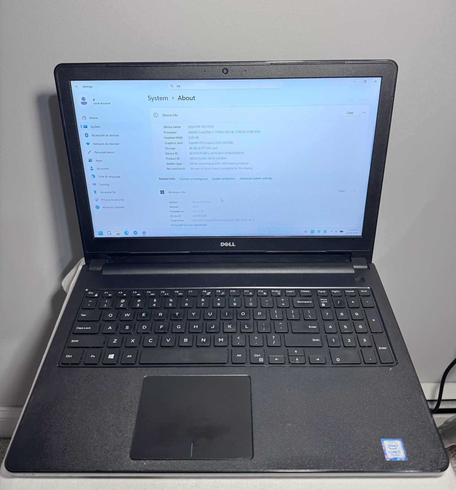 DELL Inspiron 5566 i7 | 8GB RAM | 512GB HDD | SEE DESCRIPTION