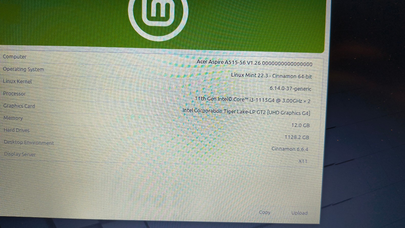Acer Aspire 5 N20C5 15.6″ Pentium N6000 12GB RAM 1028GB SSD Linux Mint