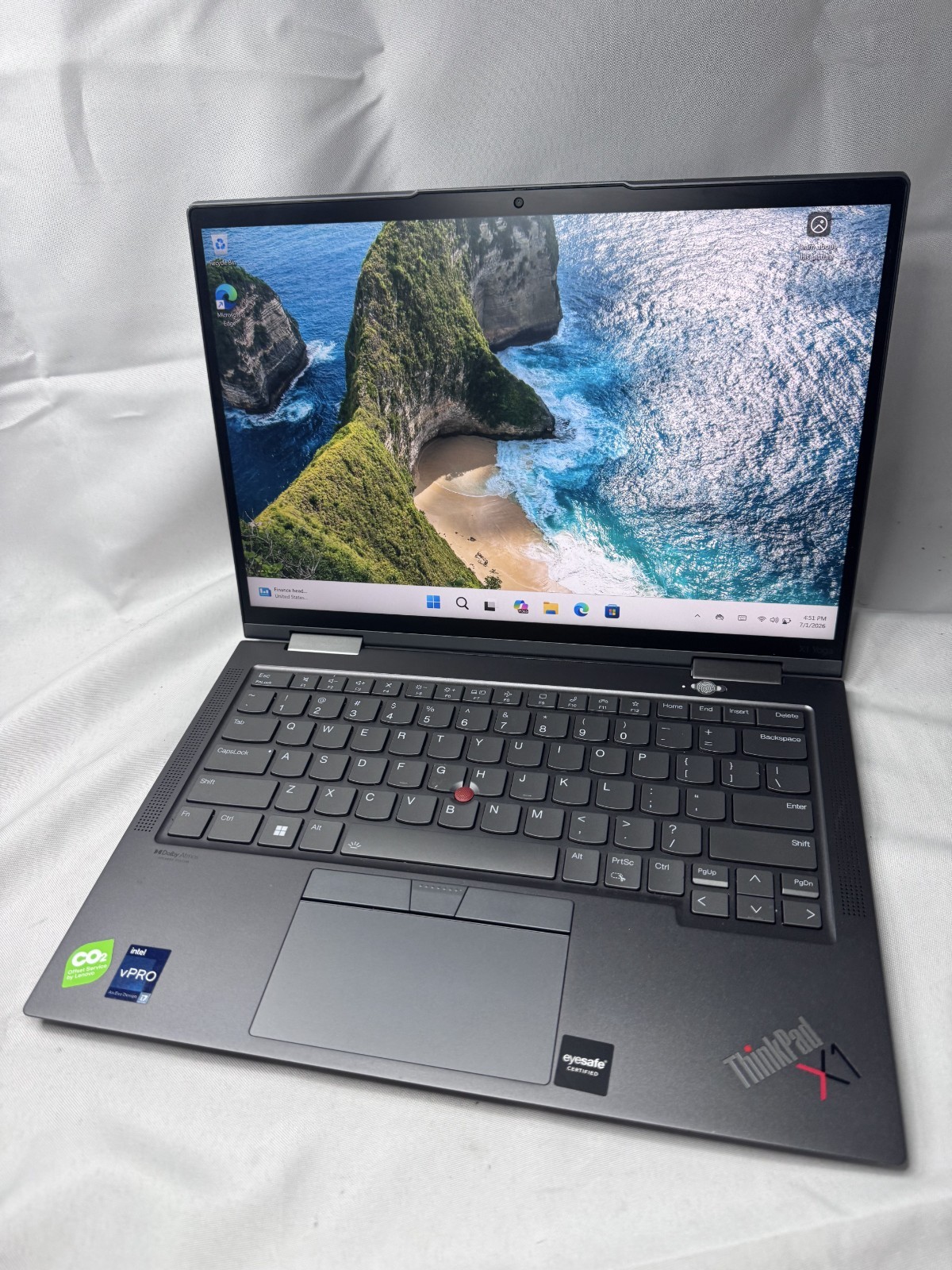 Lenovo ThinkPad X1 Yoga Gen 7 Laptop, 14″, i7-1270p, 32GB RAM, 512GB SSD, WIN11