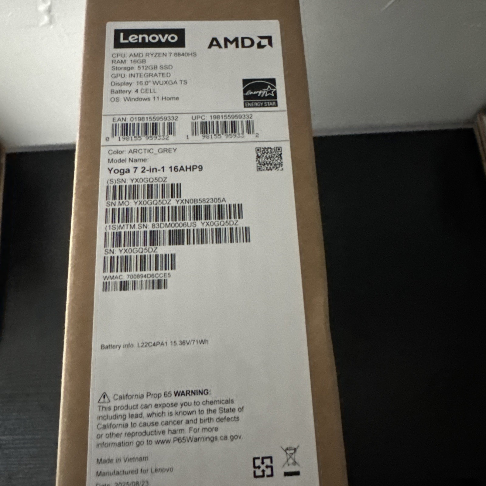 Lenovo Yoga 16″ 1920×1200 Ryzen 7 8840HS 16GB RAM 512GB PCIe SSD Windows 11 Home