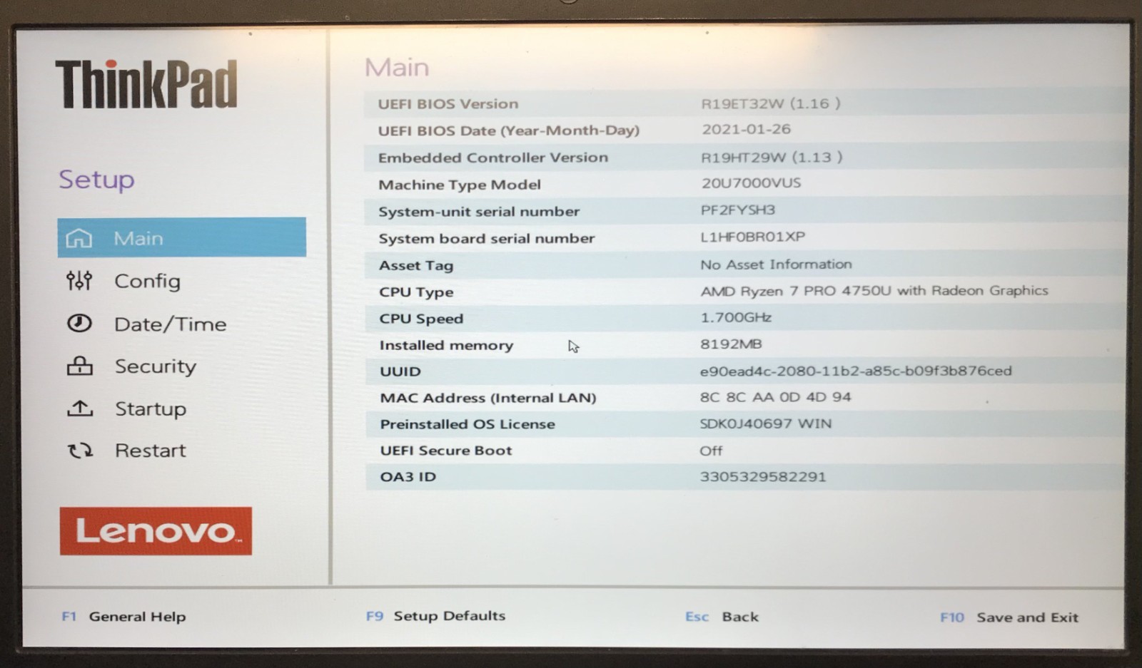 Lenovo ThinkPad L15 Gen 1 15.6″ Laptop Ryzen 7 PRO 4750U 8GB RAM 256GBNVMe As Is
