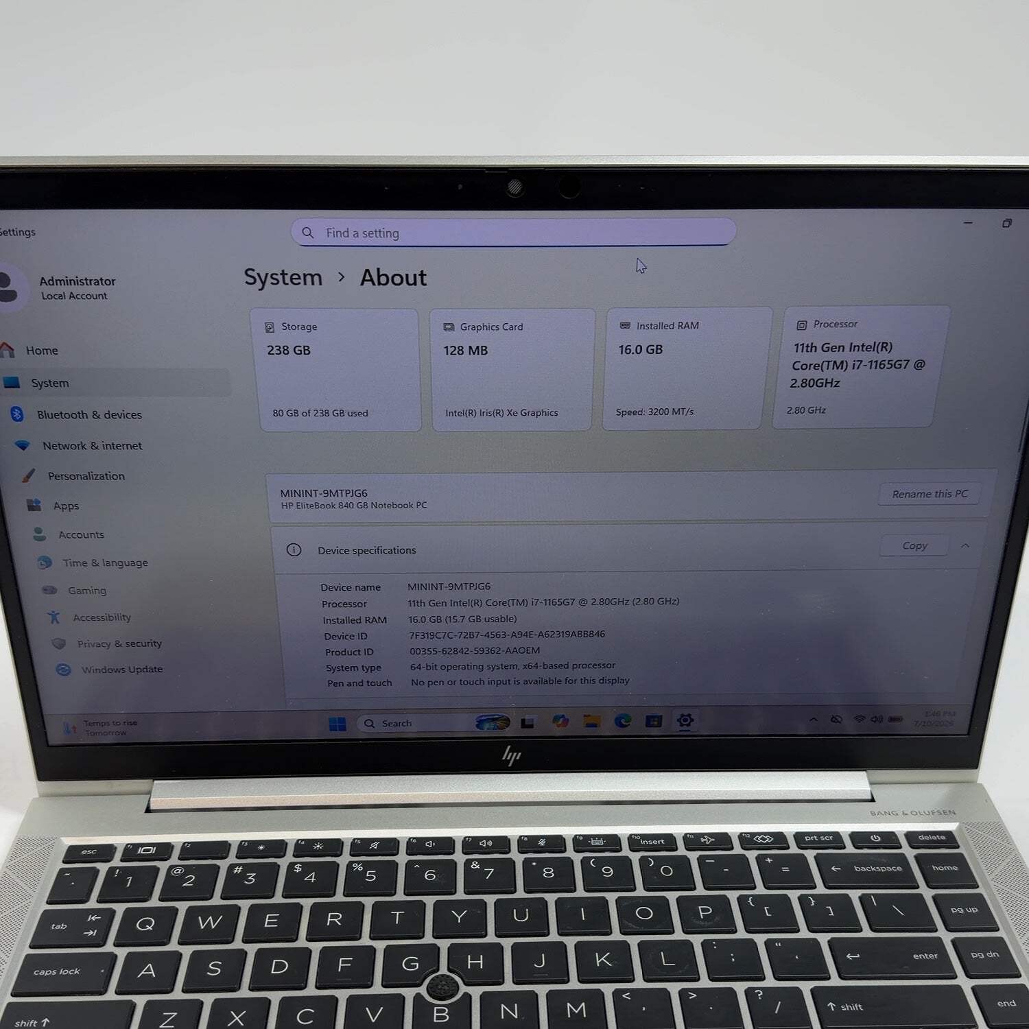 HP EliteBook 840 G8 13.3″ i7-1165G7 2.8GHz 16GB RAM 256GB SSD