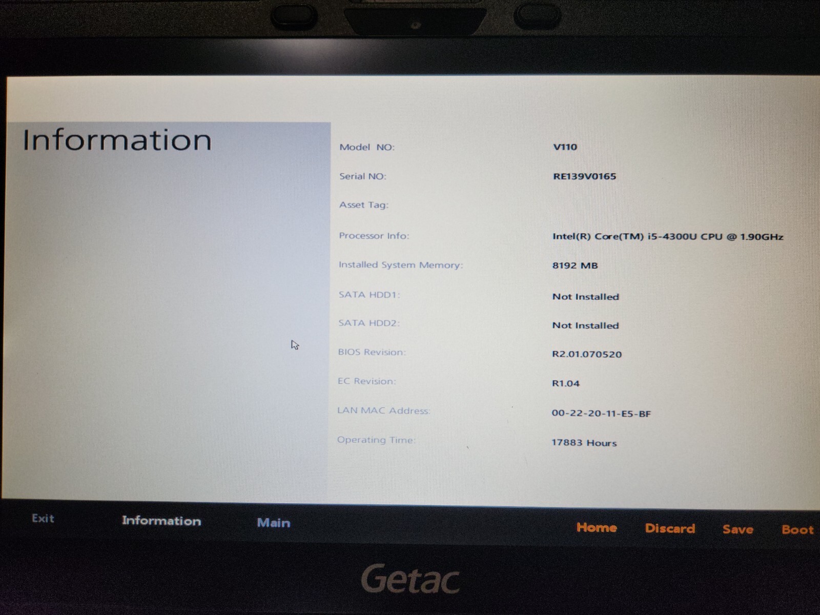 GETAC V110 CORE i5-4300U + 128gb SSD m.2 + caddy + 2x batteries + Charger