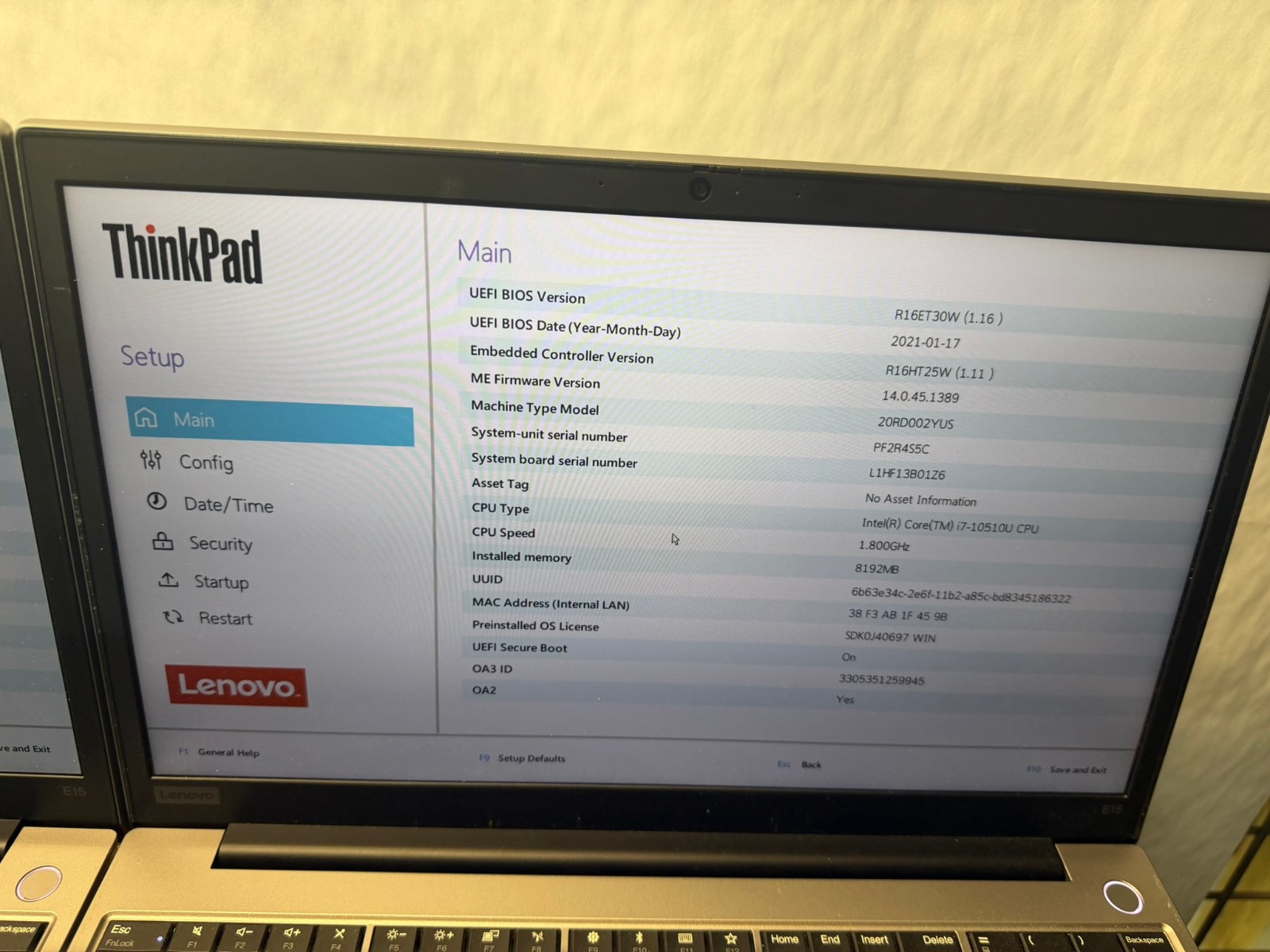 Lot (3) Lenovo ThinkPad E15 Gen1 8GB RAM NO SSD NO OS Boot to BIOS Please READ