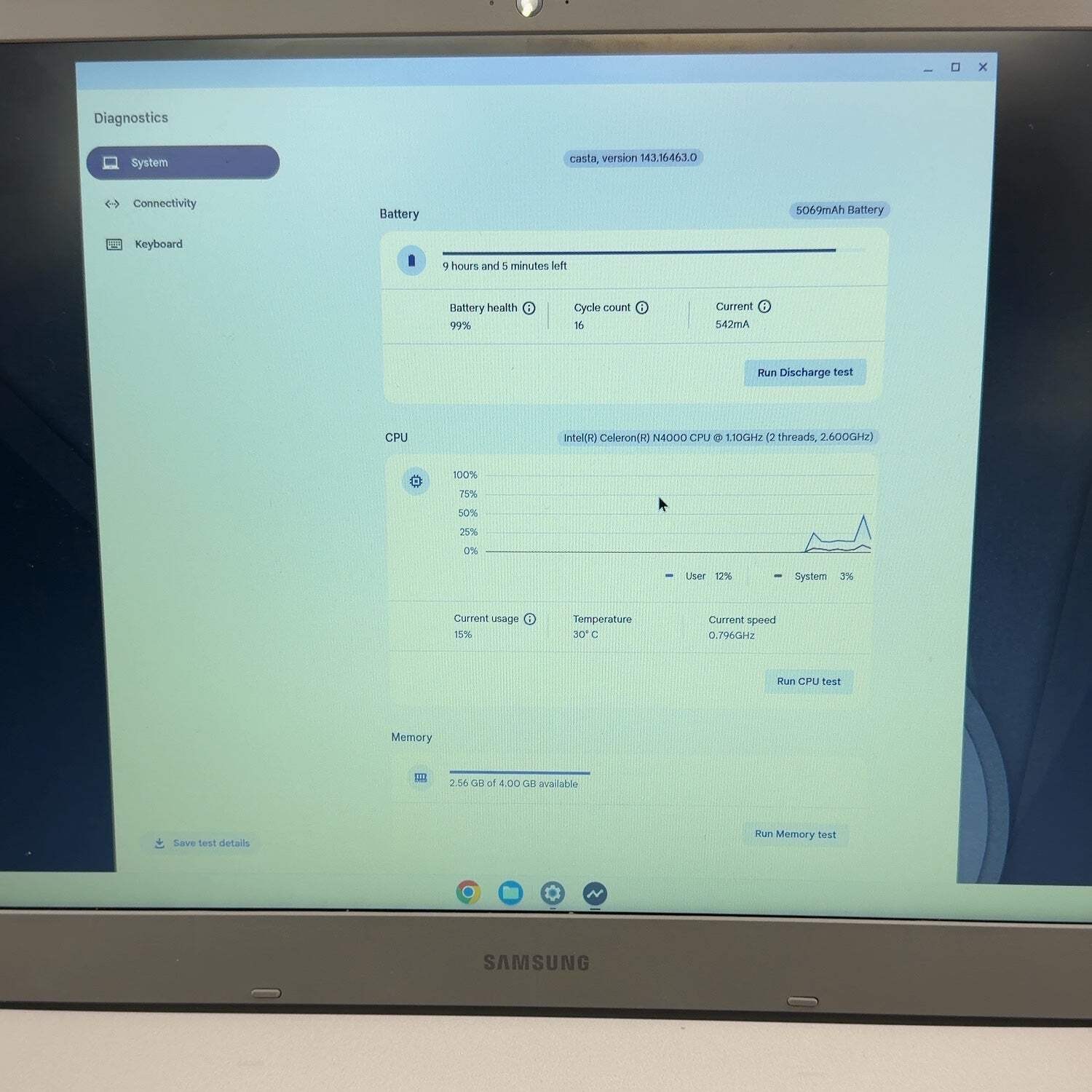 Samsung Galaxy Chromebook XE350XBA 15.6″ Caleron N4000 1.1GHz 4GB RAM 64GB SSD