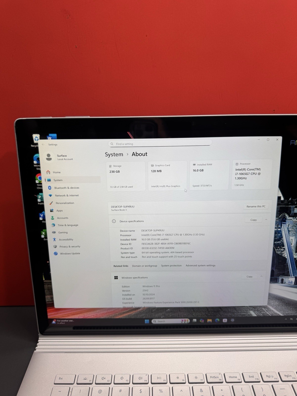 Microsoft Surface Book 3 15.5” 10th i7- 1.30GHz 16GB 256GB Windows 11pro