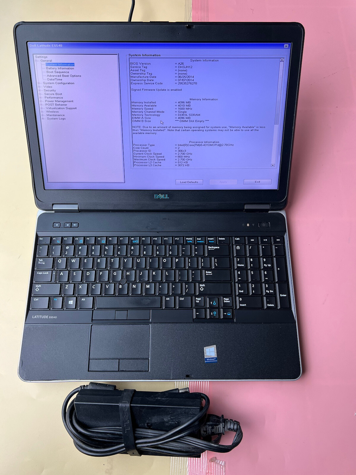 Dell Latitude E6540 Core i5-4310M 2.70GHz 4GB RAM 500GB HDMI BACKLIT 1920X1080