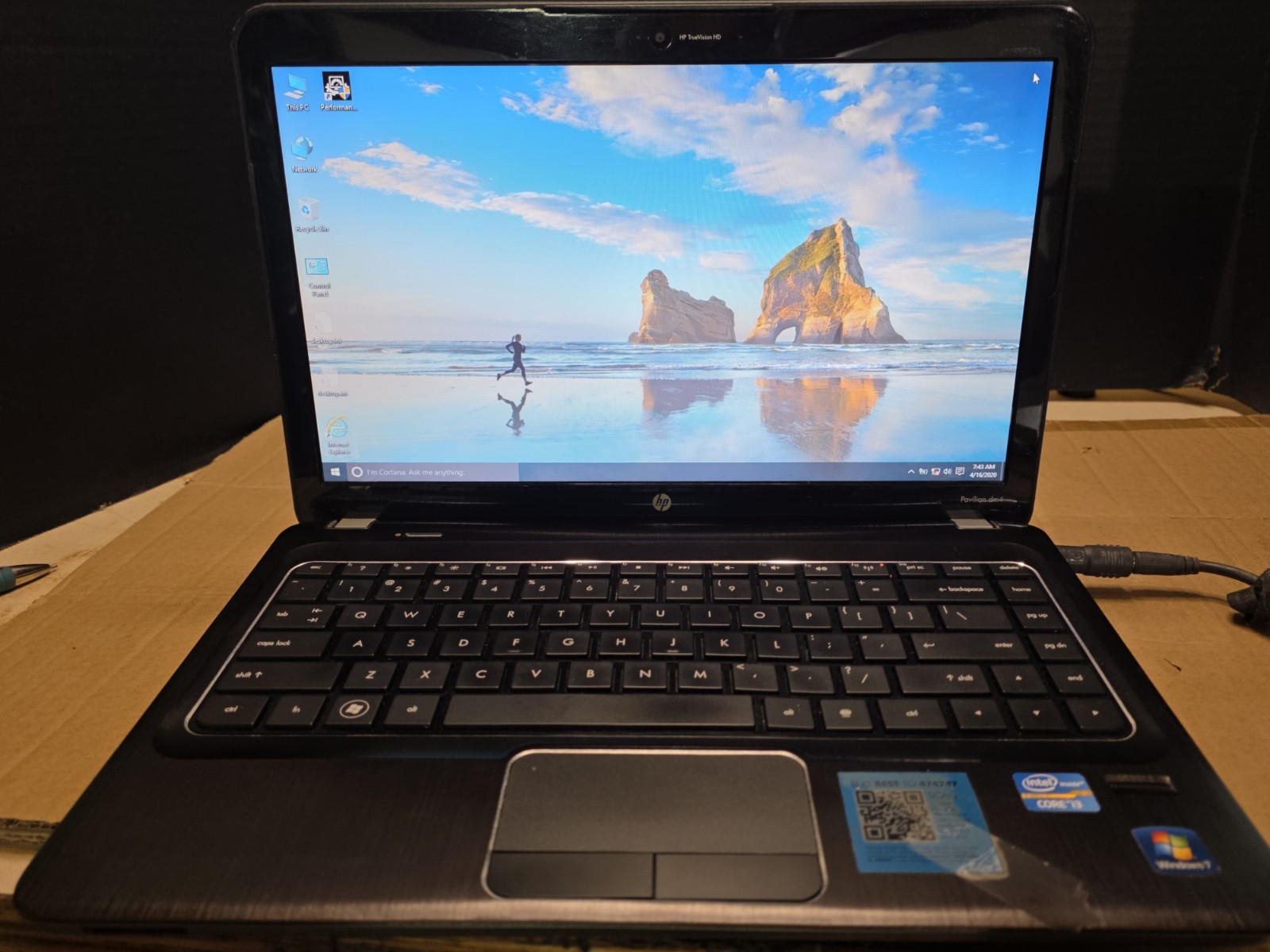 HP Pavillion DM4 Windows 10 Intel Core i3 4GB RAM 74GB HD No Battery/Cord No WIF