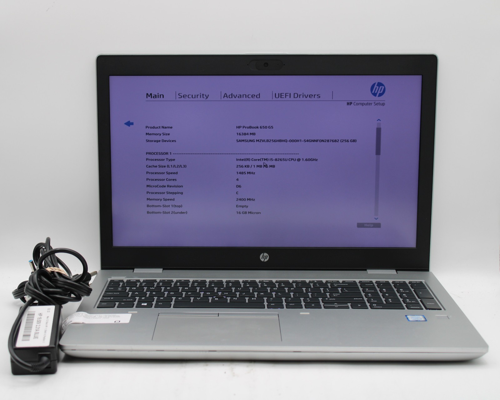 HP ProBook 650 G5 _ i5-8265U @ 1.6 _ 16GB RAM _ 256GB SSD _ No OS
