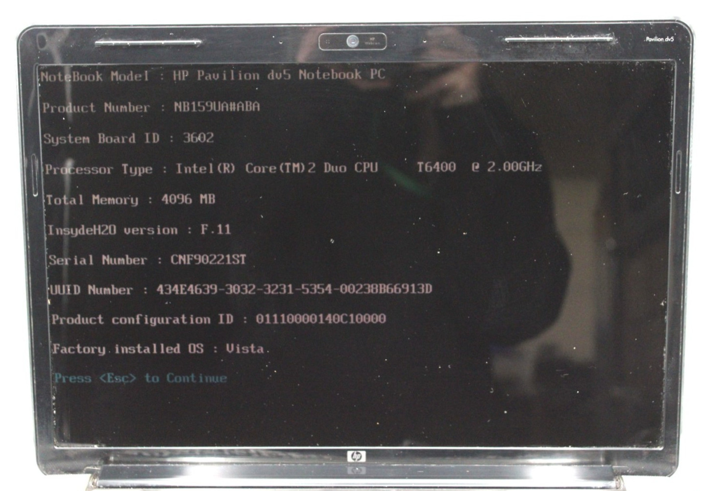HP Pavilion Dv5 2Duo-P7550@2.26GHz 4GB DDR2 NO STORAGE OR OS *USED/TESTED*